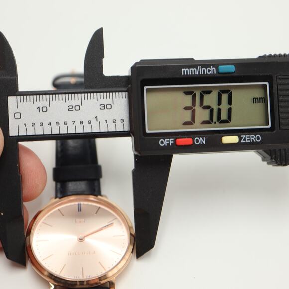 Tommy Hilfiger Womens Rose Gold Tone Slim 35mm Watch Blue Leather w New Battery main image 12